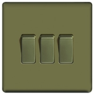 10AX Light Switch 3 Gang 2 Way Pearl Nickel Screwless Flat P £17.99