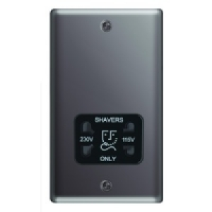 Dual Voltage Shaver Socket 2 Gang Black Nickel Raised Plate