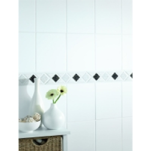Wickes Diamond Black & Gold Gloss Ceramic Border Tile 280 x
