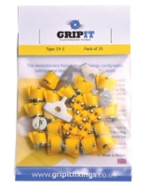 GripIt 15mm Plasterboard Fixing 4 x 25mm Pack of 25