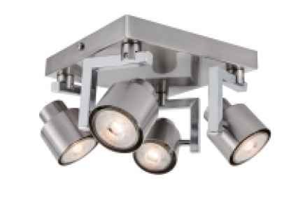 Wickes Boulevard LED 4 Plate Spotlight Brushed & Polished Ch