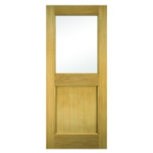 Wickes Tamar External Oak Veneer Door Glazed 1 Panel 1981x76