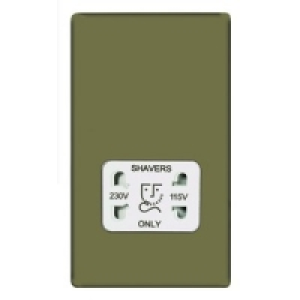 Dual Voltage Shaver Socket 2 Gang Pearl Nickel Screwless Fla