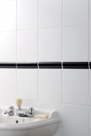 Wickes Black Gloss Ceramic Wide Rail Border Tile 200 x 50mm