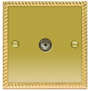 Coaxial Socket 1 Gang Georgian Brass