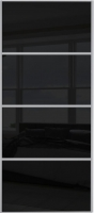 Wickes Sliding Wardrobe Door Silver Framed Four Panel Black