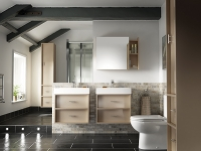 Wickes Alessano Storage Mirror Grey Gloss 600mm