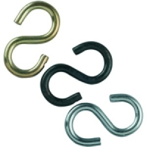 S Hooks Assorted Finishes 4mm PK3