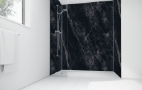 Wickes Black Calacatta Laminate 1700 x 900mm 2 Sided Shower