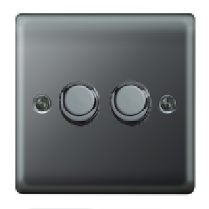 Dimmer Switch 2 Gang 2 Way 400W Black Nickel Raised Plate