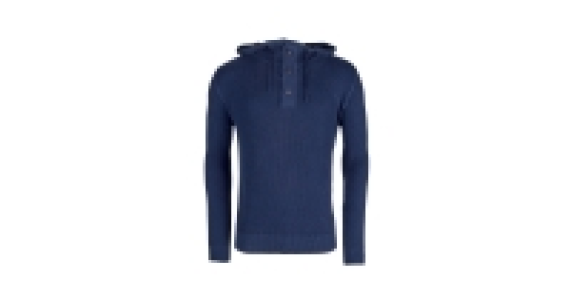 Mens Navy Hooded Waffle Jumper