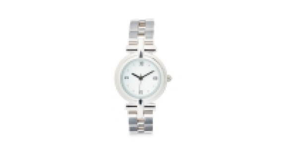 Round Silver & White Dial Wristwatch