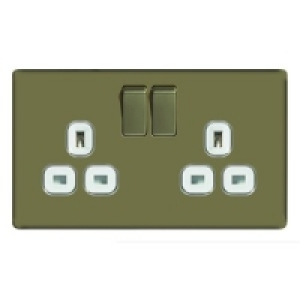 13A Switched Socket 2 Gang Pearl Nickel Screwless Flat Plate