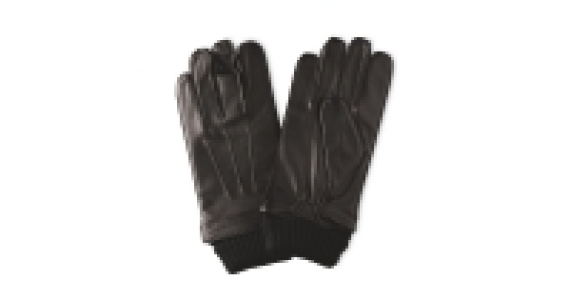 Mens Luxury Rib Cuff Leather Gloves £12.99