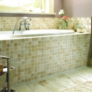 Wickes White Tumbled Travertine Mosaic Tile 305x305mm