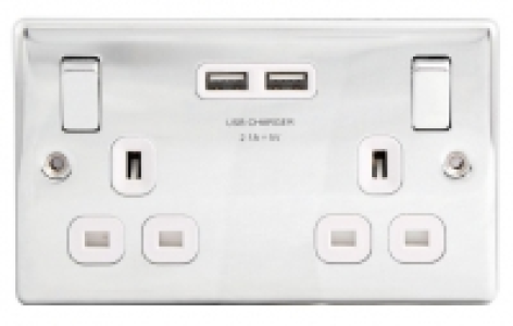 Wickes Polished Silver Raised 13 Amp 2 Gang Switched Socket