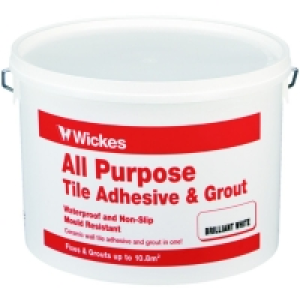 Wickes All Purpose Wall Tile Adhesive & Grout White 10L