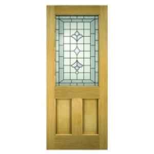 Wickes  Wickes Avon External Oak Veneer Door Glazed 2 Panel 1981x762