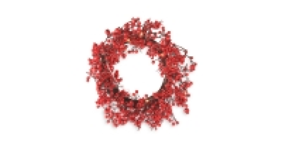 LED Red Berry Spray Wreath