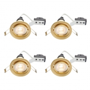Wickes LED Tilt Downlights Brushed Gold Effect 4 Pack