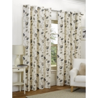 Wilko  Leaves Eyelet Lined Curtains 90x90 Taupe