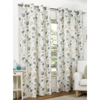 Wilko  Leaves Eyelet Lined Curtains 66x90 Teal