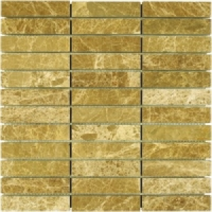 Wickes Brown Polished Marble Brick Mosaic Tile 305x305mm