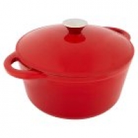 Waitrose  Waitrose Cooking red round cast iron lidded casserole dish