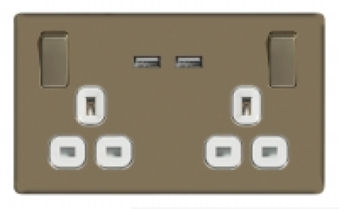 Wickes 13A Switched Socket + USB Charger 2 Gang Pearl Nickel £23.99