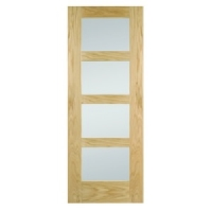 Wickes Marlow Internal Oak Veneer Door Opaque Glazed 4 Panel