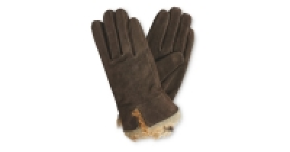 Ladies Suede Gloves Fur Cuff Gloves