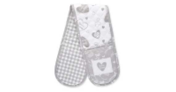 Grey Hearts Double Oven Glove
