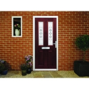 Wickes Malton Composite Door Rosewood 2 Panel 2085x880mm Lef
