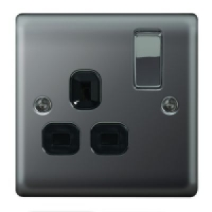 Wickes 13A Switched Socket 1 Gang Black Nickel Raised Plate £7.49