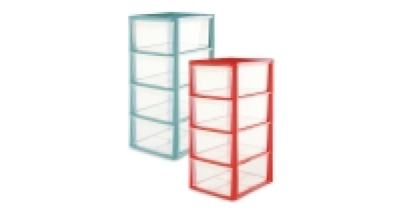 Coloured 4 Drawer Storage Tower £9.99