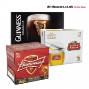 Budweiser, Guinness Draught, Stella Artois 4.8%