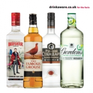 Beefeater Gin, The Famous Grouse, Russian Standard, Gordons