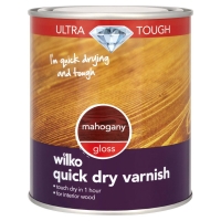 Wilko  Wilko Gloss Quick Dry Ultra Tough Varnish Mahogany 750ml