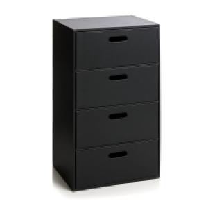 Wilko  Wilko Faux Leather Storage Tower Black 4 Drawer