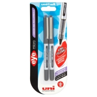 Wilko  uni-ball Eye Micro - Black Pack of 2 Rollerball Pens