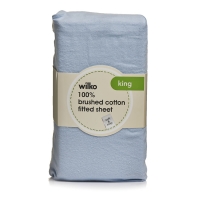 Wilko  Wilko Brushed Cotton F/Sheet Kng Blue
