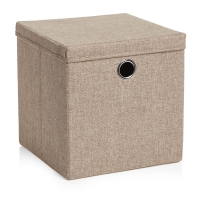 Wilko  Stylish square storage box in cobblestone colouredfabric wit