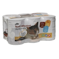 Wilko  Wilko Tinned Cat Food Feast Selection in Jelly 6 x6 x 400g
