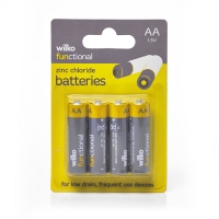 Wilko  Wilko Everyday Value Batteries Zinc Chloride AA 1.5V x 4