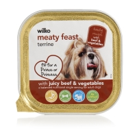 Wilko  Wilko Dog Food Terrine Beef and Vegetable Tray 150g