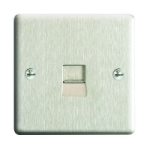 Wickes Telephone Socket Master 1 Gang Brushed Steel Raised P £7.99