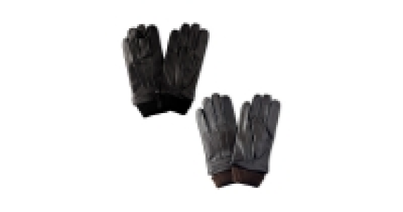 Mens Luxury Rib Cuff Leather Gloves