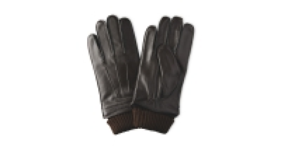 Mens Luxury Rib Cuff Leather Gloves £12.99
