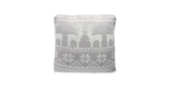 Nordic Grey Stag Knitted Cushion