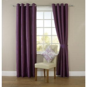 Wilko Faux Silk Eyelet Curtains Plum 167 x 137cm £25.00